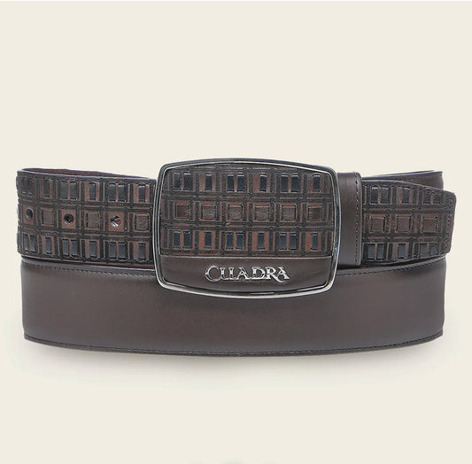 Cuadra Mens Bovine Embroidery Belt - Brown BC401