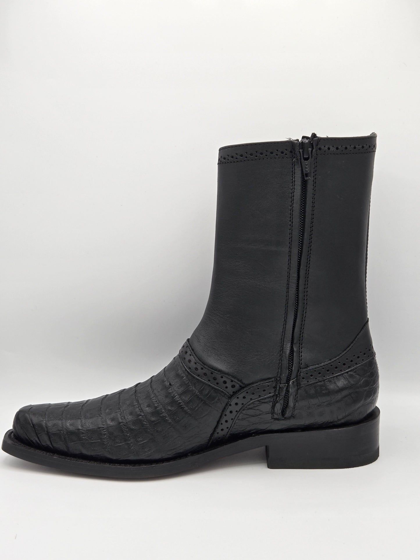 Los Altos Mens Caiman Belly Dress Boot - Black 8205