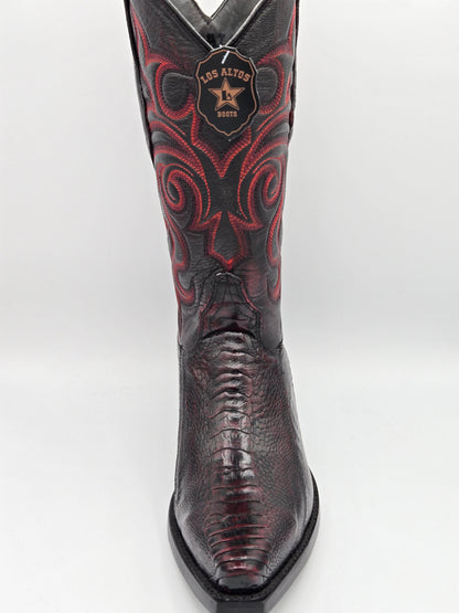 Los Altos Mens Ostrich Leg Snip Toe - Black Cherry