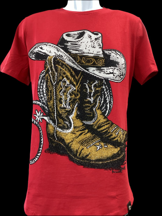 Lavertia Mens Boots with Hat TShirt