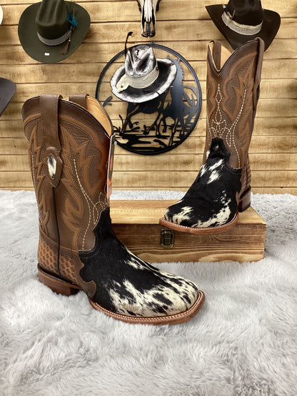 Hooch Mens Cowhide Square Toe Boots