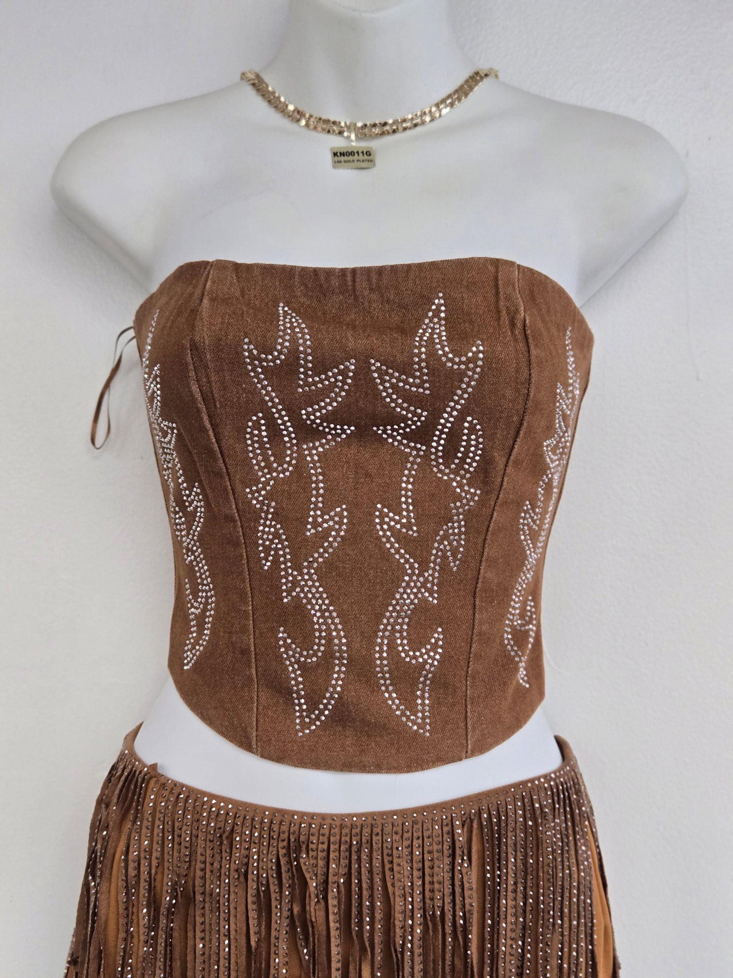 Beckee Womens Denim Corset (Hazelnut)