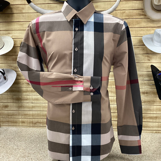 Morelli Mens Plaid Shirt - Dark Brown