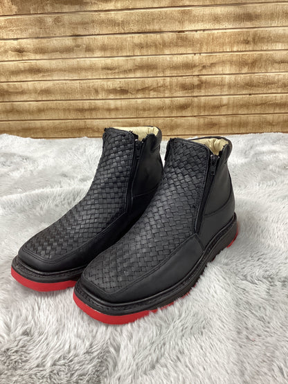 Frontera Botos Mens Ankle Boot with Zipper Flor Crazy (Black)
