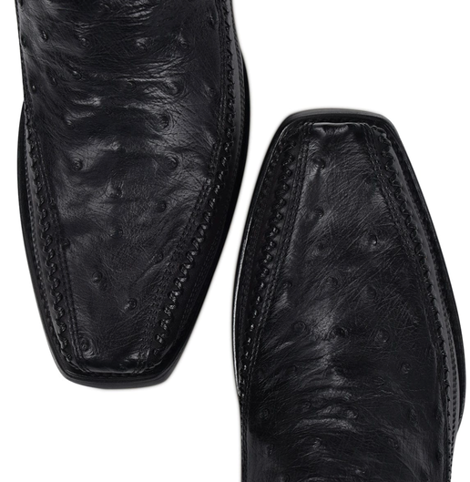 Cuadra Mens Ostrich Laser & Woven Low Shaft Boot - Black