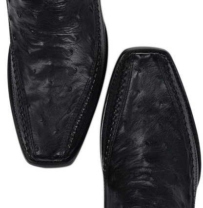 Cuadra Mens Ostrich Laser & Woven Low Shaft Boot - Black