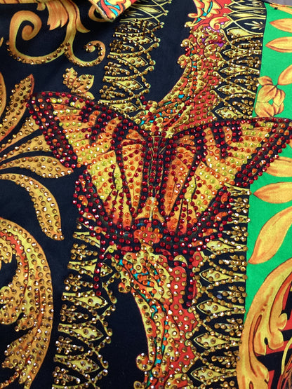 Barabas MenS Shirt Golden Butterflies Rhinestoned (Multi)