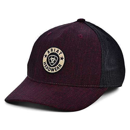 Ariat Round Shield Trucker Hat Gorra - Burgundy