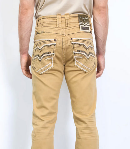 Platini Mens Holt Slim Boot Cut Jeans (Sand)
