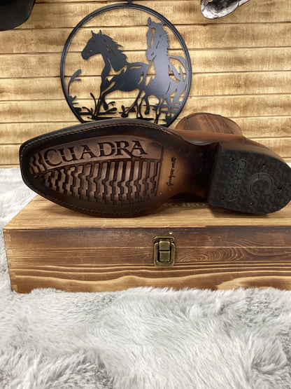 Cuadra Mens Ostrich Laser & Woven Low Shaft Boot - Almond