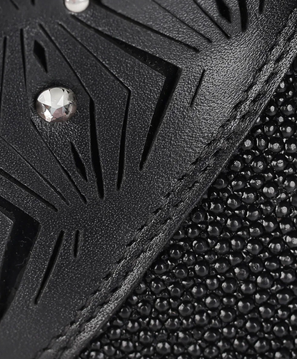 Cuadra Womens Stingray Laser & Studs Bootie - Black