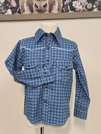 Cowboy Hardware Kids Diamond Floral Print Shirt (Blue)