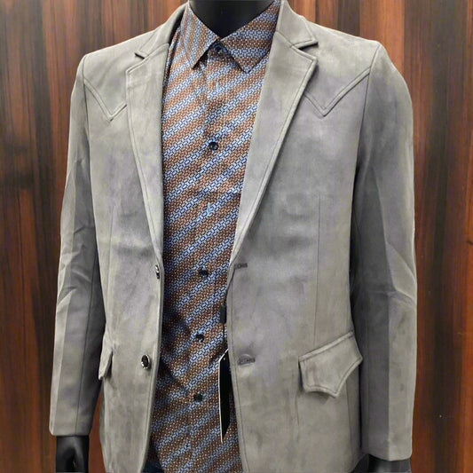 Lamasini Mens FauxSuede Coat - Charcoal