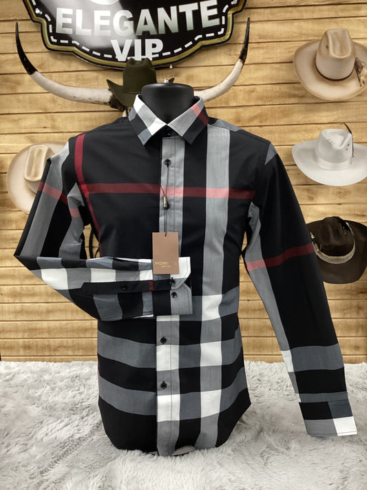 Morelli Mens Plaid shirt - red and black