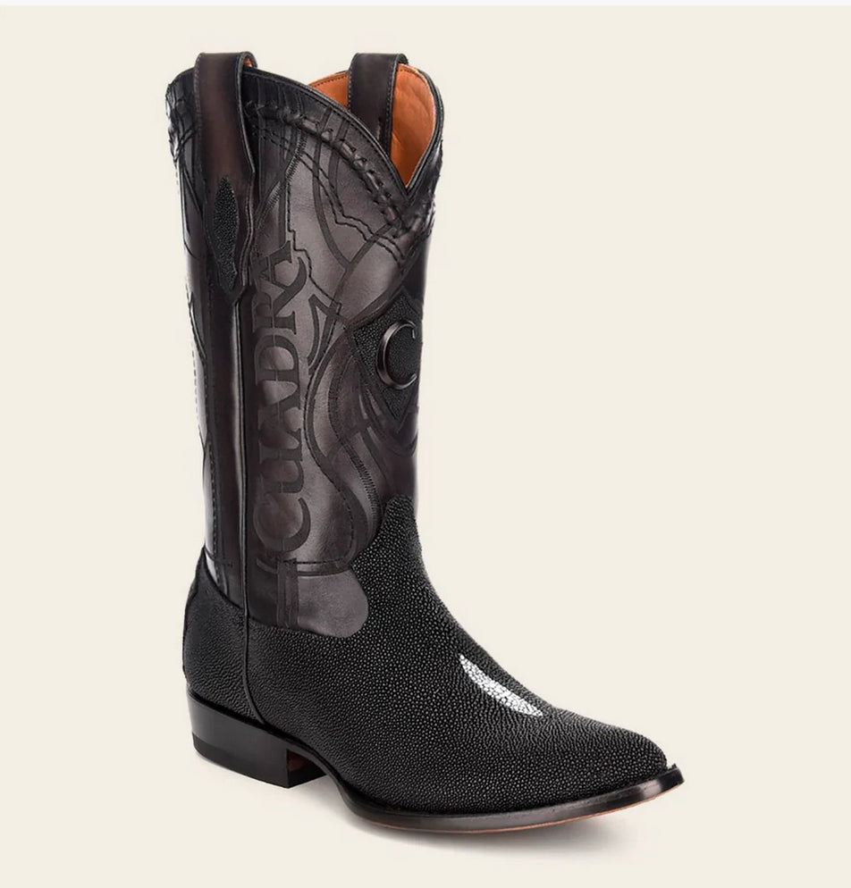 Cuadra Mens Stingray Laser & Embroidery Boot- Black