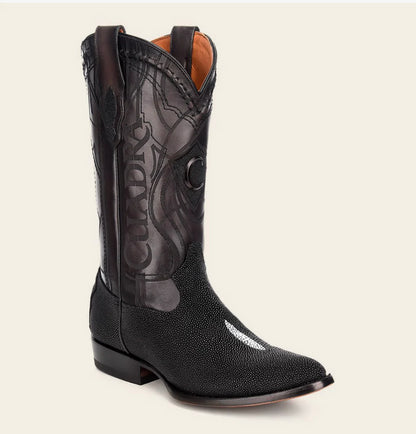 Cuadra Mens Stingray Laser & Embroidery Boot- Black
