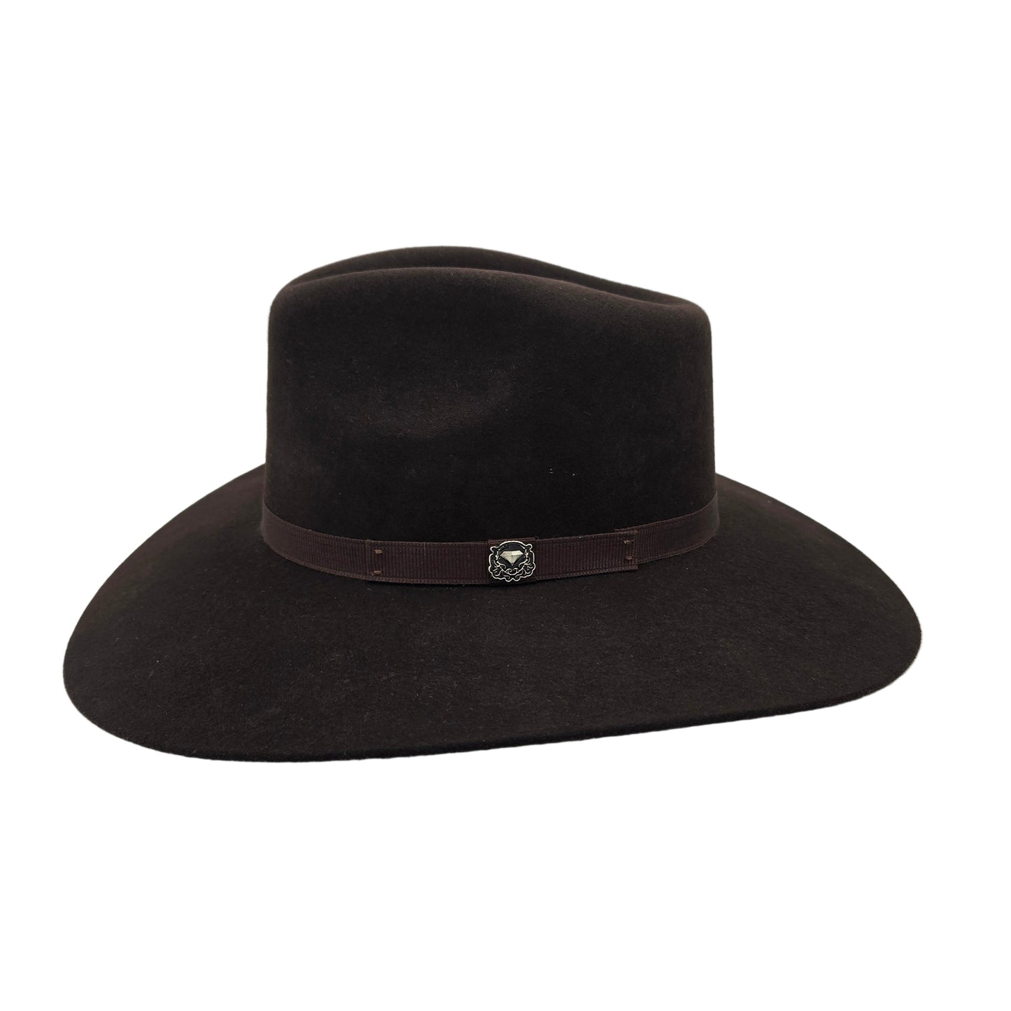 White Diamond Albany Texana Wool Felt Hat - Dark Chocolate
