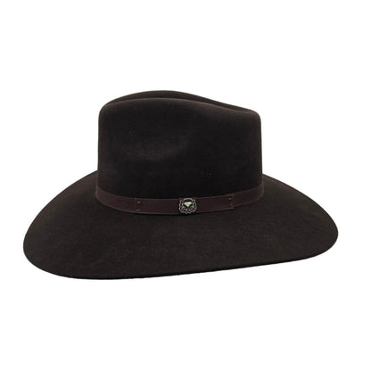 White Diamond Albany Texana Wool Felt Hat - Dark Chocolate