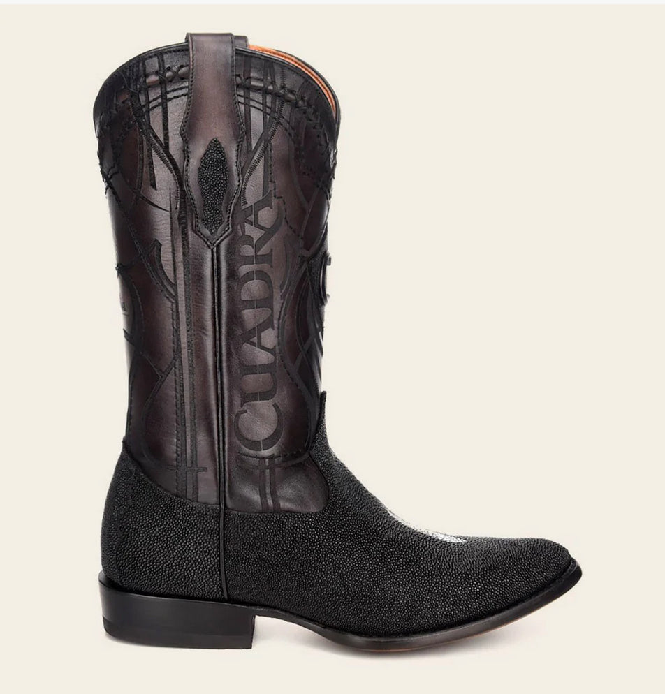 Cuadra Mens Stingray Laser & Embroidery Boot- Black