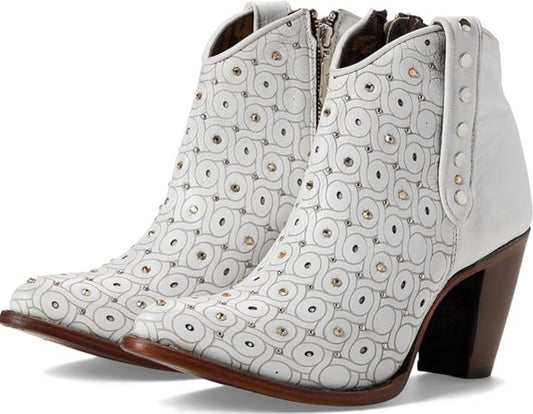 Cuadra Womens Studded High Heel Bootie - White