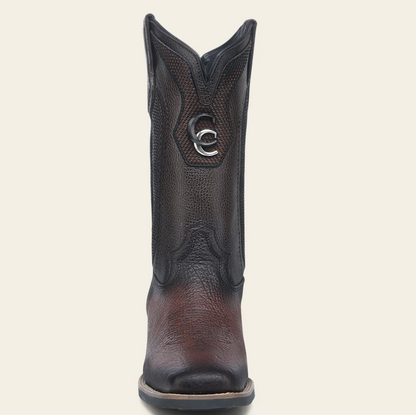 Cuadra Mens Bison & Bovine Leather Rodeo Boot - Dark Brown