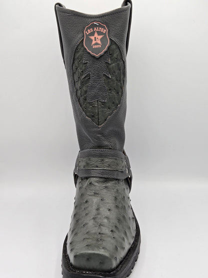 Los Altos Mens Ostrich Biker Boot - Grey