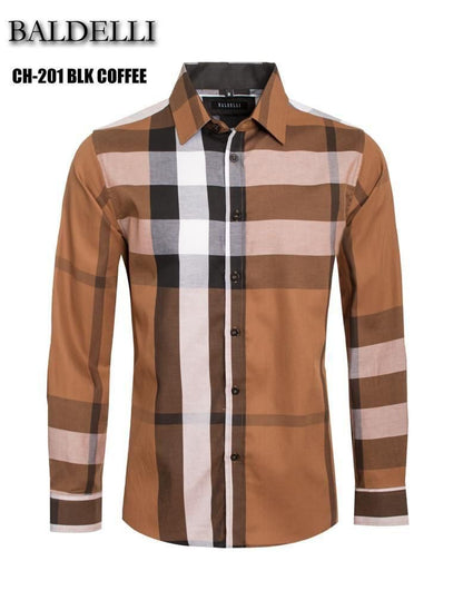 Baldelli Mens Plaid Long Sleeve Shirt