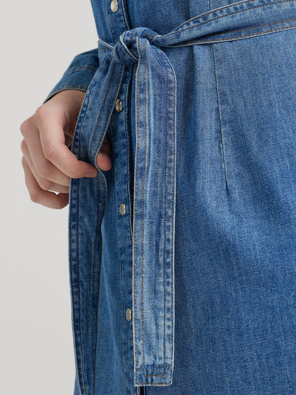 Wrangler Womens Retro Long Sleeve Western Snap Denim Dress