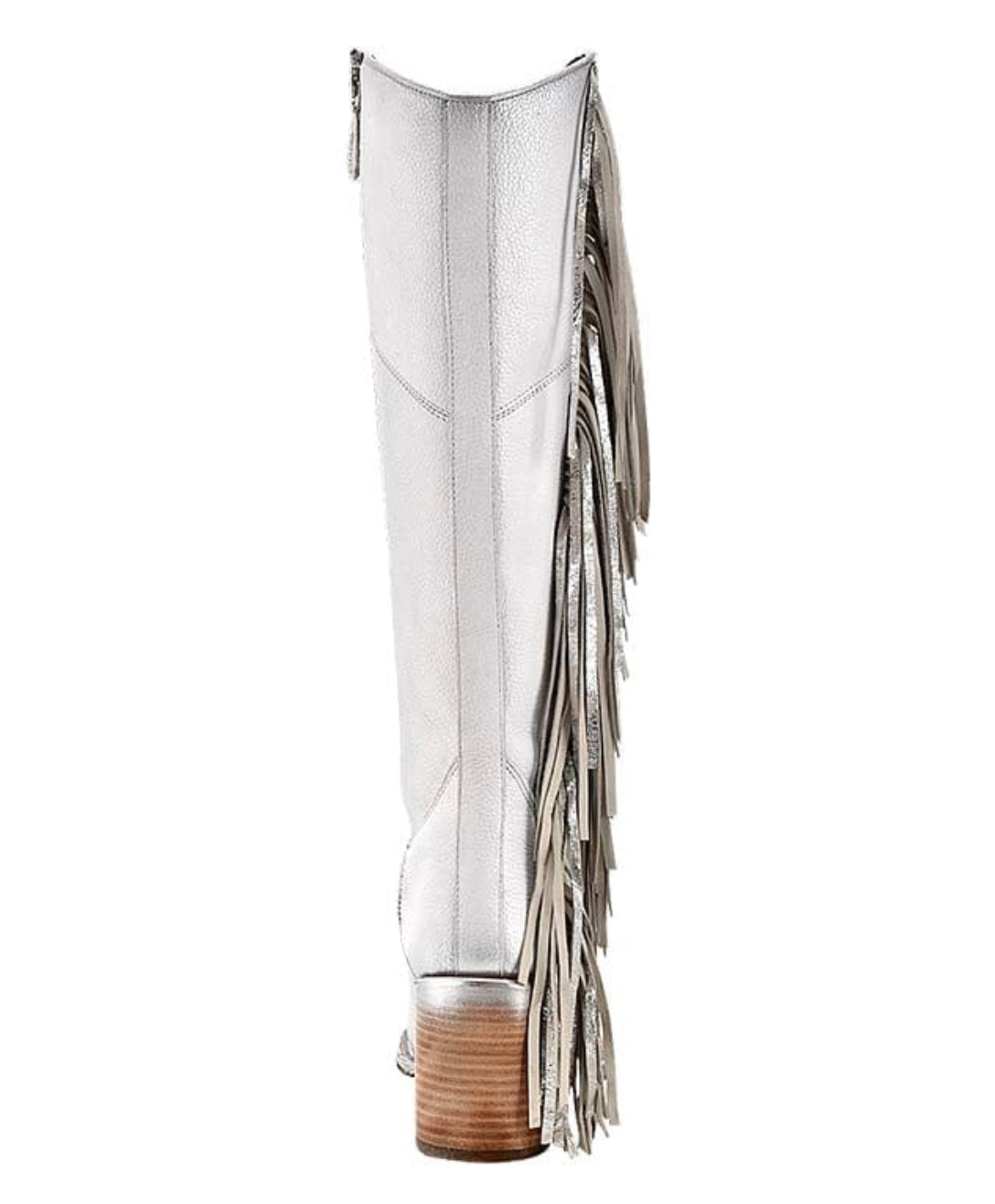 Cuadra Womens Cordova w/ Zipper, Studs, and Fringe Tall Boot- White