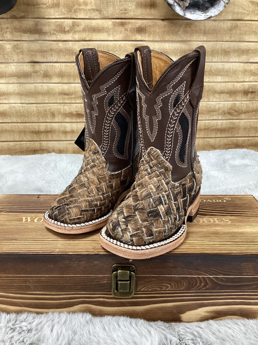 Rockem Kids Woven Cowhide Boots - Brown