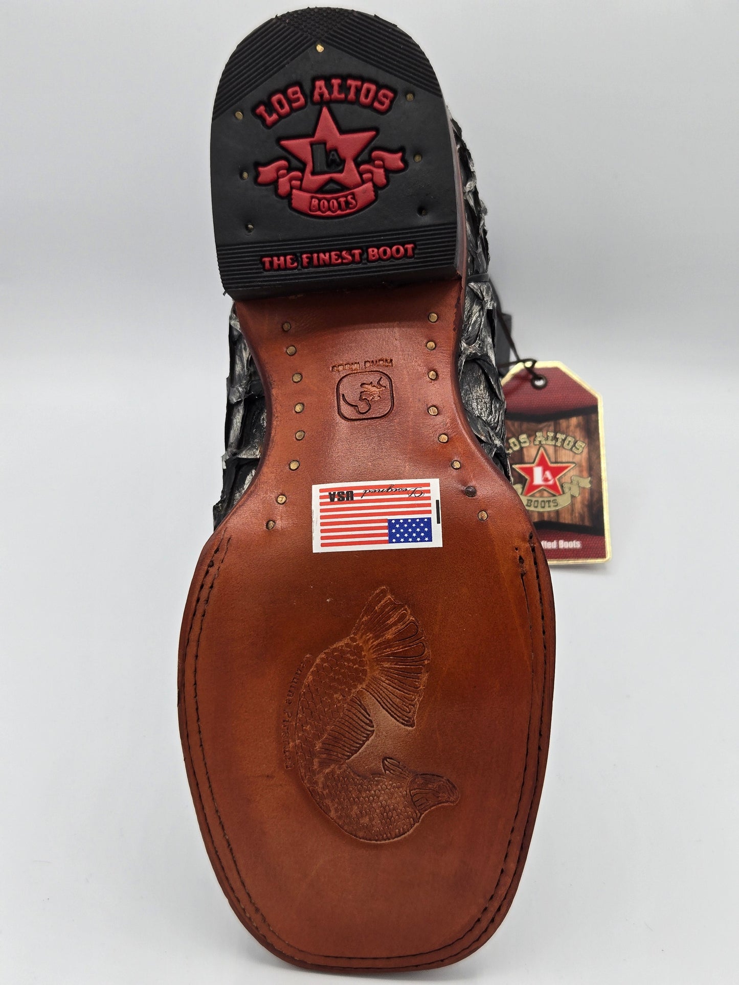 Los Altos Mens Pirarucu Wide Square Toe - Rústic Black