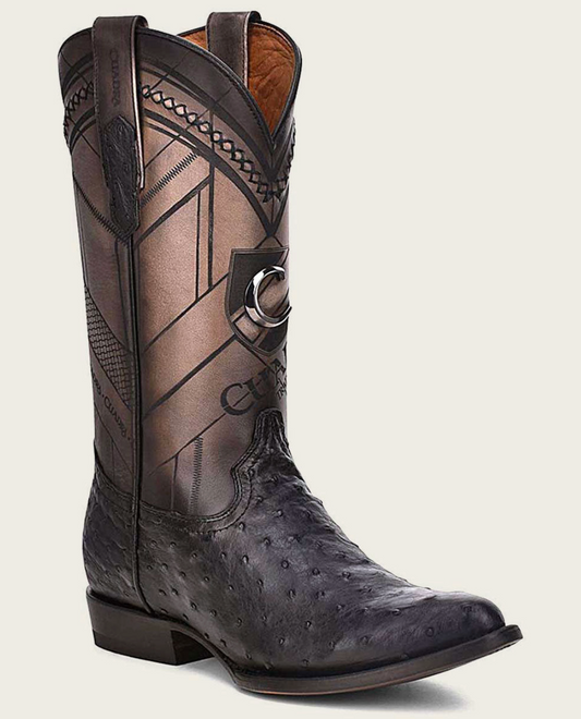 Cuadra Mens Ostrich Western Boot - Black