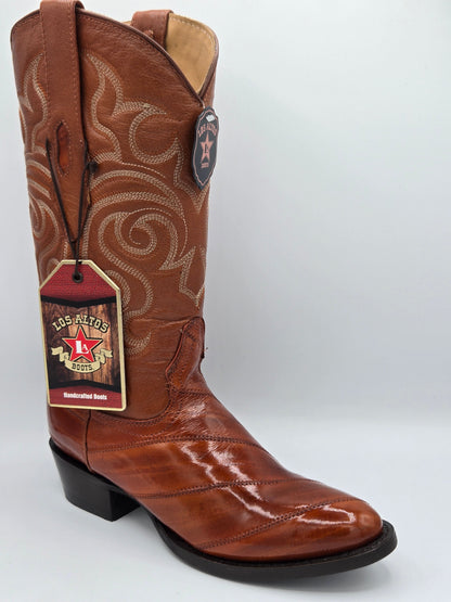 Los Altos Mens Eel Round Toe Boot - Cognac