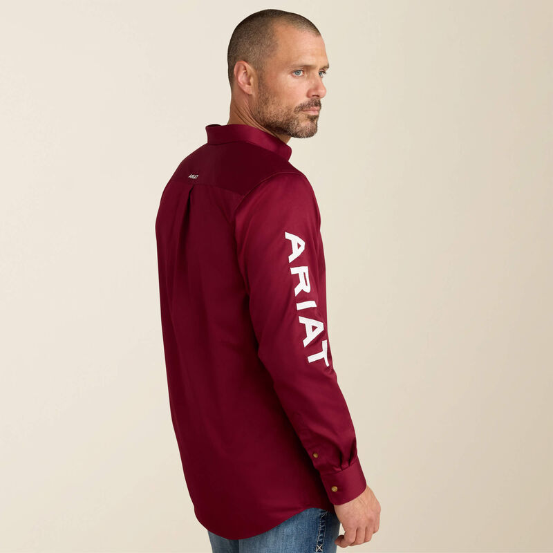 Ariat Mens Team Logo Twill Fitted Shirt - Burgundy/White
