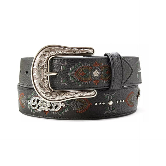 -Ariat Womens Embroidered Floral Conchos Belt