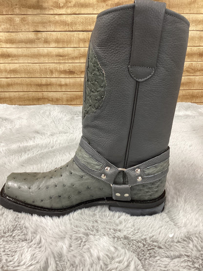 Los Altos Mens Biker Boot Ostrich (Gray)