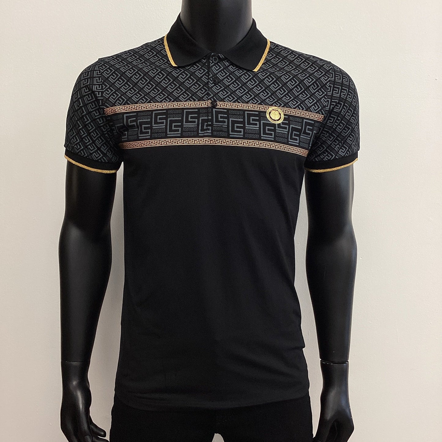 Mens Greek Pattern Shirt - Black, Khaki, White