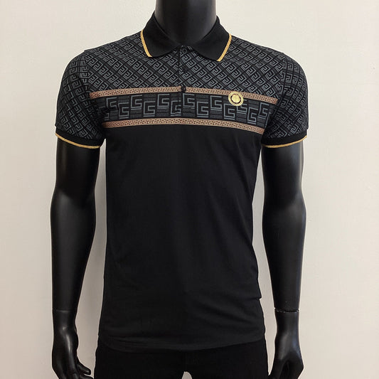 Chuxx Mens Greek Pattern Shirt - Black, Khaki, White