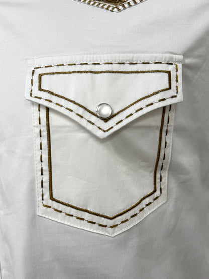 Montero Mens Western Embroidered Bull Long Sleeve Shirt - Black, Navy, White
