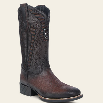 Cuadra Mens Bison & Bovine Leather Rodeo Boot - Dark Brown