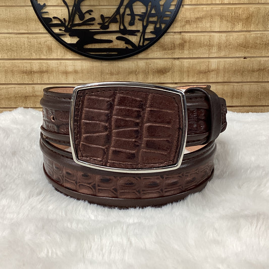 Denver Crocodile Print Belt - Marron