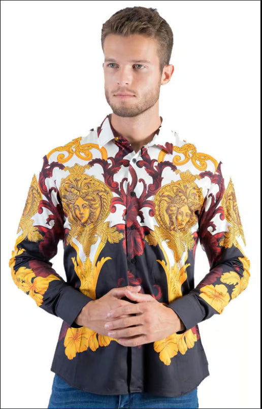 Barabas Mens Medusa Long Sleeve Shirt