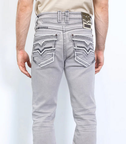 Platini Mens Holt Slim Boot Cut Jeans Grey