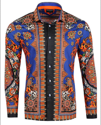 Barabas Mens Party Spark Rhinestone Long Sleeve Shirt