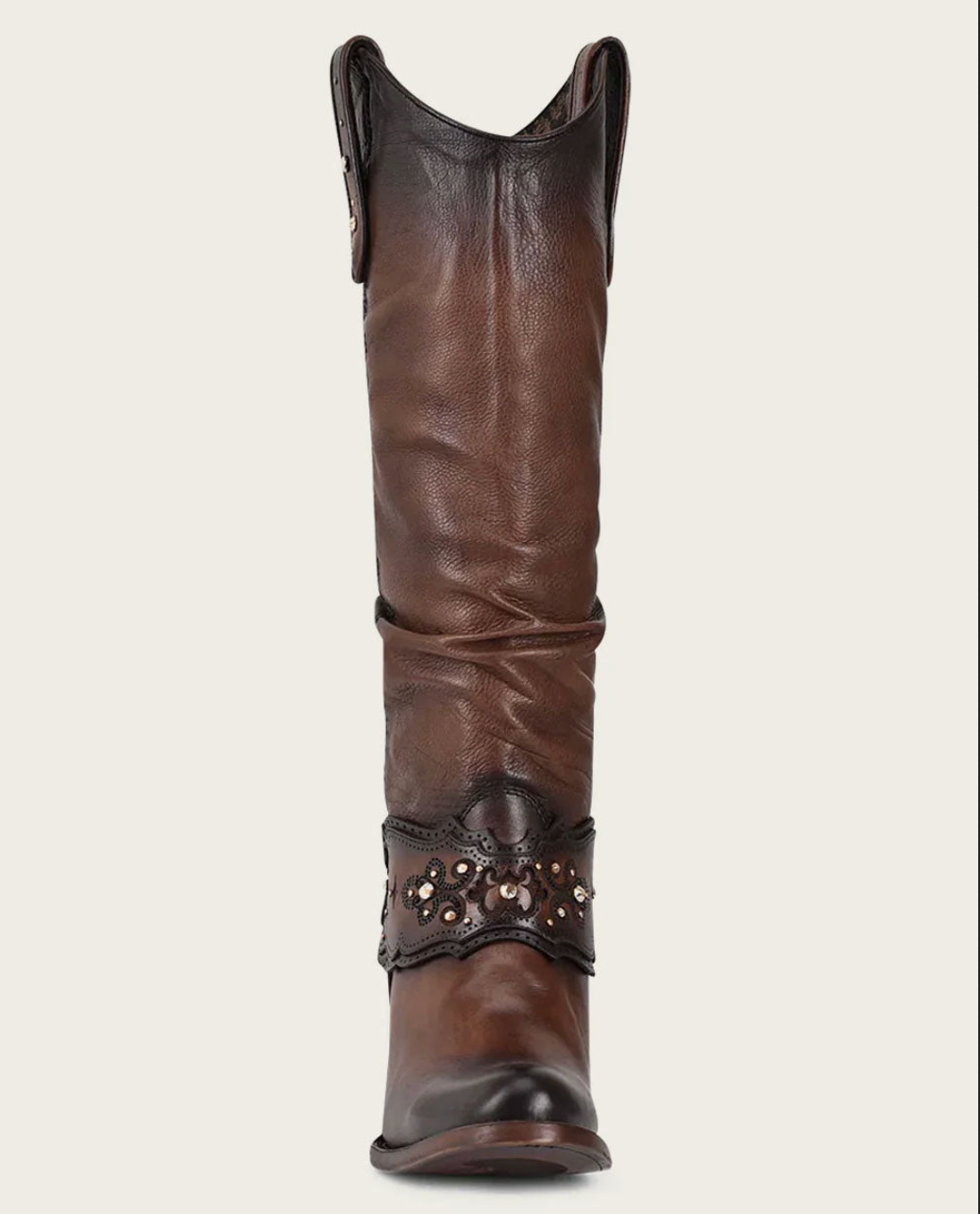 Cuadra Womens Bovine Crystal-Embellished Tall Boot - Brown