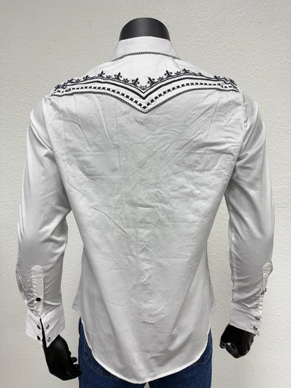 Montero Mens Western Embroidered Long-Sleeve Shirt - White