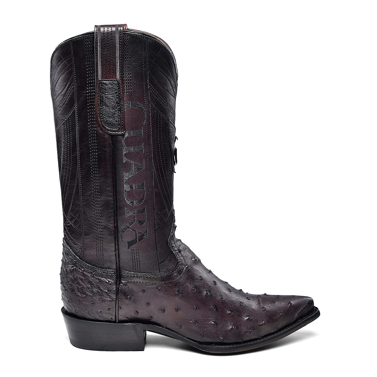 Cuadra Mens Ostrich Laser and Embroidery Boot - Black Cherry