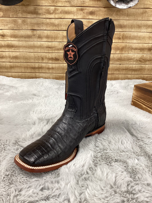 Los Altos MenS Boot Caiman Belly Wide Square (Black)