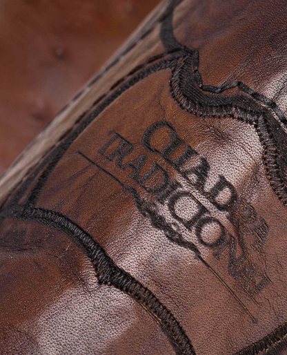 Cuadra Mens Engraved Ostrich Western Boot - Brown