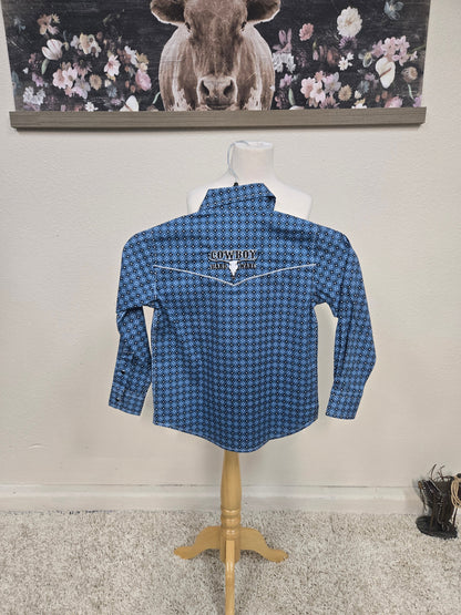 Cowboy Hardware Kids Diamond Floral Print Shirt (Blue)